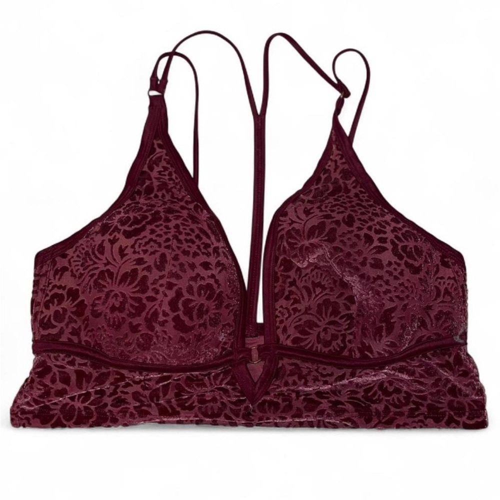 PINK Victoria's Secret Burgundy Velvet Bralette